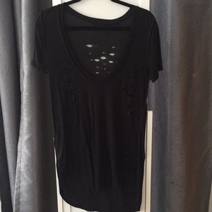 Distressed tunic tee